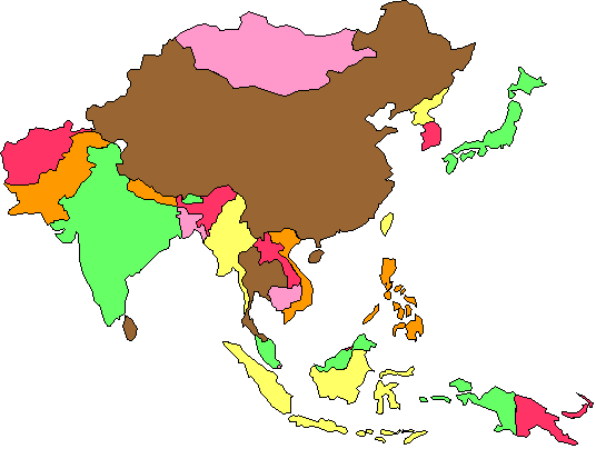 carte-des-continents-vierge-asie-en-couleur